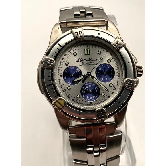 Eddie Bauer Men's Quartz Watch 39mm - New Battery - LG 3 Eye - Multifunction - Picture 3 of 9